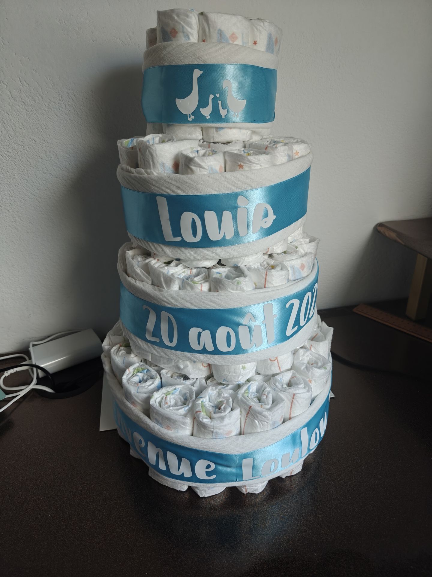 luiertaart luiertoren bedrukt naam logo gepersonaliseerd